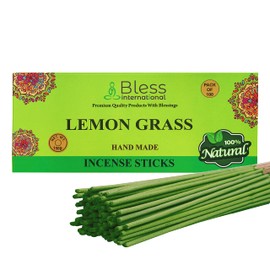 Bless-Lemon-Grass-Incense-Sticks 100%-Natural-Handmade-Hand-Dipped-Incense-Sticks Organic-Chemicals-Free For-Purification-Relaxation-Positivity-Yoga-Meditation The-Best-Woods-Scent (100 Sticks(150GM))