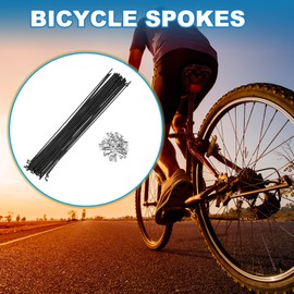 A ABSOPRO Bike Bicycle Spokes 14G 245MM Mountain Bike Spokes Steel Black 36Pcs