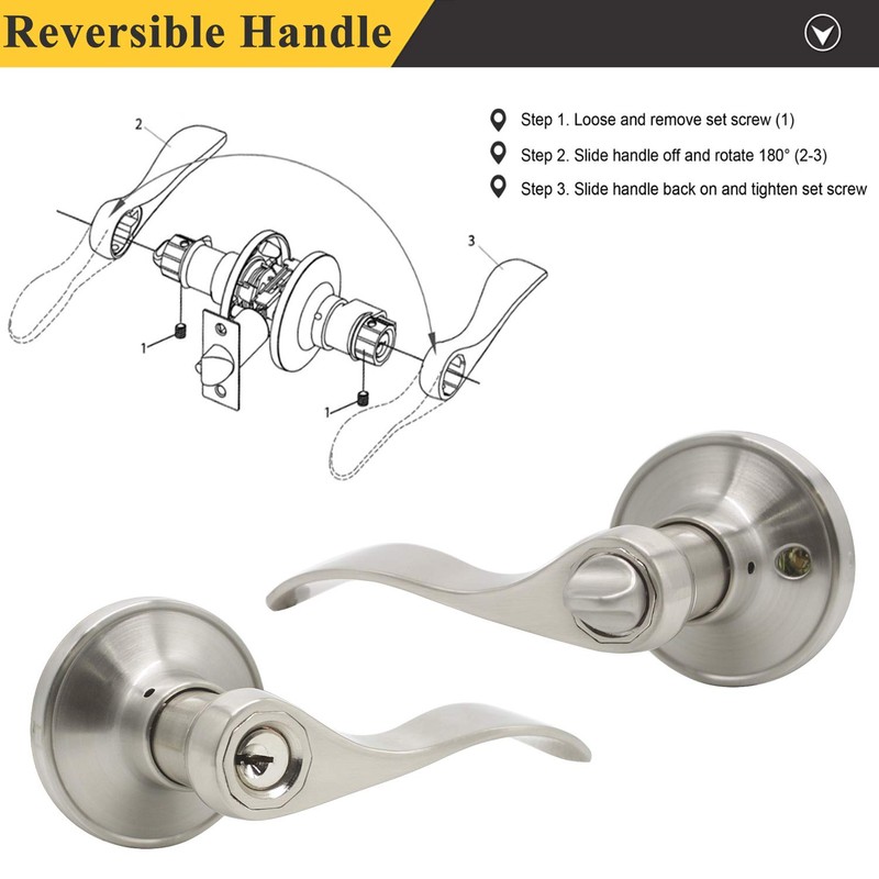 Probrico (4 Pack) Wave Style Keyed Alike Entry Levers, Keyed