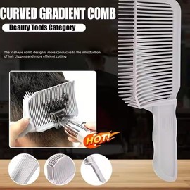 Fade Combs 2PCS Professional Barber Cutting Comb Set, Heat Resistant, Clipper Blending Flat Top Combs for Men, Salon Styling Tools (Ash)