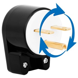 Nema 6-15P Right Angle Nema 6-15P 15A 250V DIY Plug, Easy Assembly 15Amp 250Volt USA Canada 3-Prong Male Angled 15A Plug, 12-Directions Rotatable 6-15 Connector