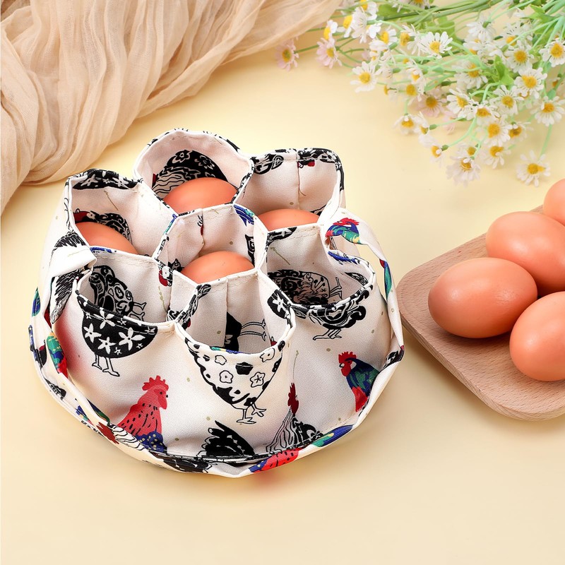 DOPENSPI Egg Collection Basket, Egg Bag with 7 Pockets, Fabric