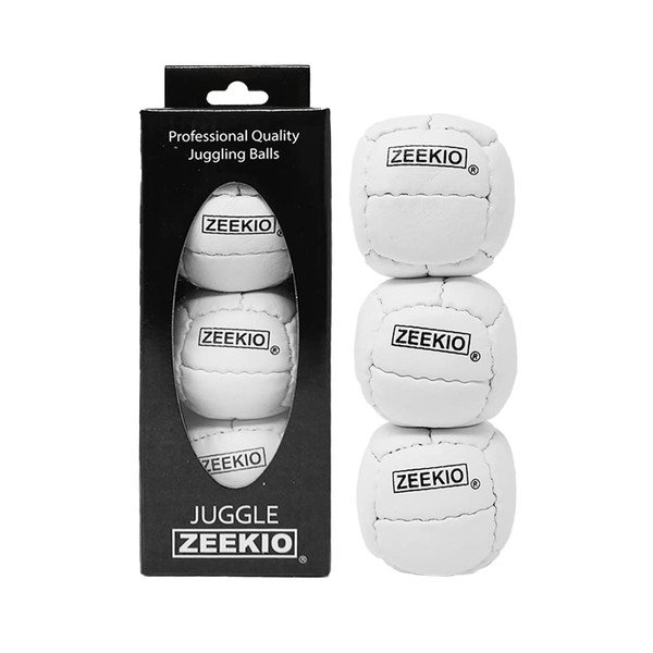 Zeekio Galaxy Juggling Balls - Premium 12 Panel Genuine Leather Balls - 130g - 67mm - Pack of 3 (White)