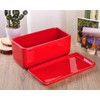 VanEnjoy 10 Inch Red Rectangle Ceramic Succulent Planter Pot Decorative
