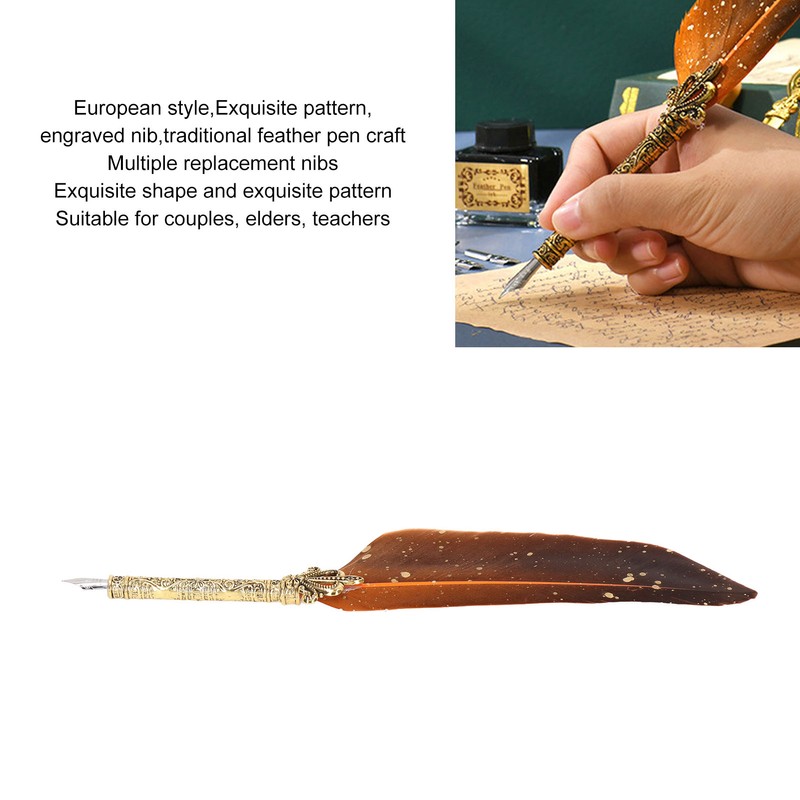 Feather Pen Set with 10 Interchangeable Nib Fire Lacquer Wax