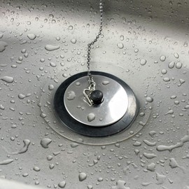 Universal Bath Plug, 2 PCS Kitchen Sink Plug Replacement, Bathroom Sink Plug Drain Stopper with Stainless Steel chain for Bathroom Kitchen (Size 1.65in To 1.77in, Chain 17.7in)
