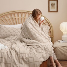 Bedsure Boho Cal King Duvet Cover - Cal King Size Duvet Cover, Cal King Boho Bedding for All Seasons, 3 Pieces Embroidery Shabby Chic Home Bedding Duvet Cover (Khaki, Cal King, 104x98)