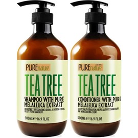 Tea Tree Shampoo and Conditioner Set Sulfate Free - Anti Dandruff Scalp Oil Treatment for Dry, Flaky Skin - for Men and Women