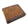 Lemasi Genuine Leather Wallet with RFID Protection, 3D Skull, Eyelet