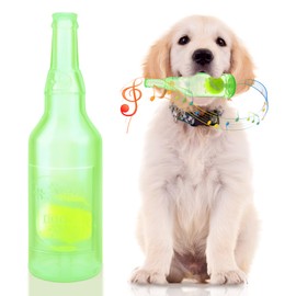 Dog Chew Toys, Squeaky Dog Toys with Tennis Ball Indestructible Bottle Puppy Toys for Small Medium Large Dog Outdoor Playing Training Chewing Dental Care Teeth Nteractive (Green, Small)