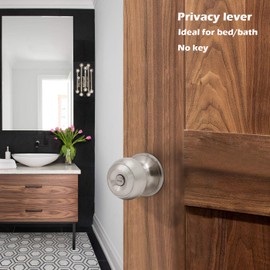 Gobrico Satin Nickel Round Door Knob 5/10 Pack (Privacy, 10 Pack)