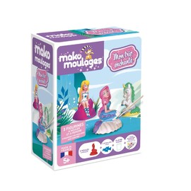 Mako moulages My Enchanted Trio - Fairy, Mermaid, Unicorn - Creative Leisure Set - Plaster and Gouache Colours - 3 Red Latex Moulds - Ages 5+ - 29120, Multicouleur