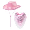 Western Cowboy Hat and Bandana Set Wide Brim with Sequins