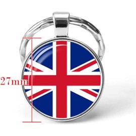 EACTEL British Keychain United Kingdom Flag Glass Cabochon Key Chain Union Jack Keyring Car Keyring Bag