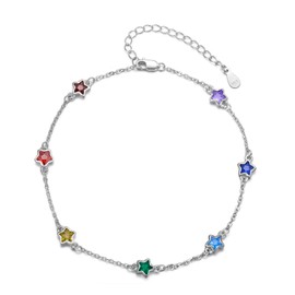 Chakra Anklet Sterling Silver Heart/Drop Shape Chakra Anklet 7 Chakras Dew Drop Summer Beach Anklet Bracelet for Heibee Women's Birthday Christmas Gifts for Women Rough Wife Girlfriend, Sterling