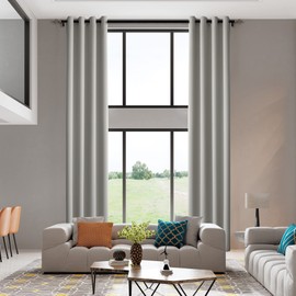 MAIHER 144 Inch Length Blackout Extra Long Curtain, 12ft Length 2 Story Drape Tall Window Curtain Panel for Bedroom, Living Room, 1 Panel (Light Grey, 50" W x 144" L)