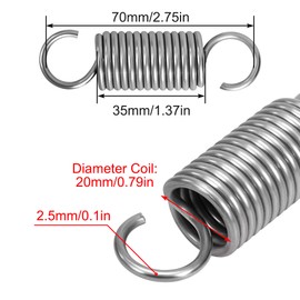 GUNGY Tension Springs with Hooks Stainless Steel Tension Spring 70 mm Outer Diameter 20 mm Wire Diameter 2.5 mm Maximum Tensile Force 13 kg 2.5 x 20 x 70 mm 2 Pieces
