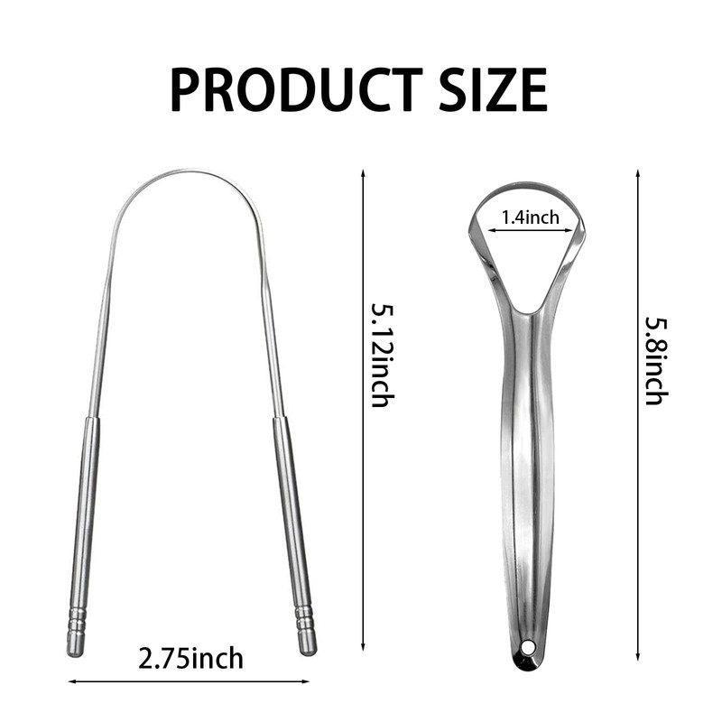 Yiwafu 2 Pack Tongue Scraper,Stainless Steel Tongue Cleaners,Tongue Scraper for
