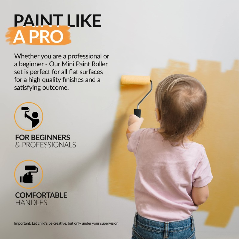 RAULDE 7 Pieces Mini Paint Roller Set - Includes a