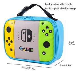 ONTESY Jungen Leather Lunch Box - Reusable Game Lunch Bag Thermal Bag Mini Cooler for Boys, Girls, Children, Toddlers, Teenagers, Men, Women (Black)