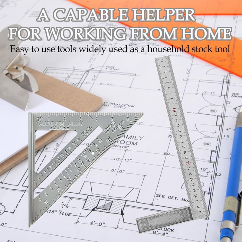 7in Metric Triangle Ruler and 12in Square Angle Ruler -