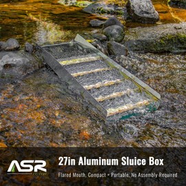 ASR Outdoor 27" Compact Aluminum Sluice Box with Flared Mouth Gold Prospecting Equipment