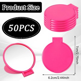 Telooco 50 Pcs Round Compact Mirrors for Purse Mini Folding Mirrors Portable Pocket Mirror Travel Makeup Small Mirror for Women Daily Use (Rose Red)