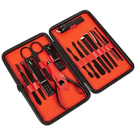 Manicure / Pedicure Set - 15 Pieces - Nail Scissors, Nail Clippers, Travel Set, Case
