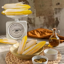 Woration 2pcs Artificial Corn Lifelike Corn Cob Fake Realistic Corn Stalks Simulation Vegetable Imitation Maize Decoration for Photo Prop, White