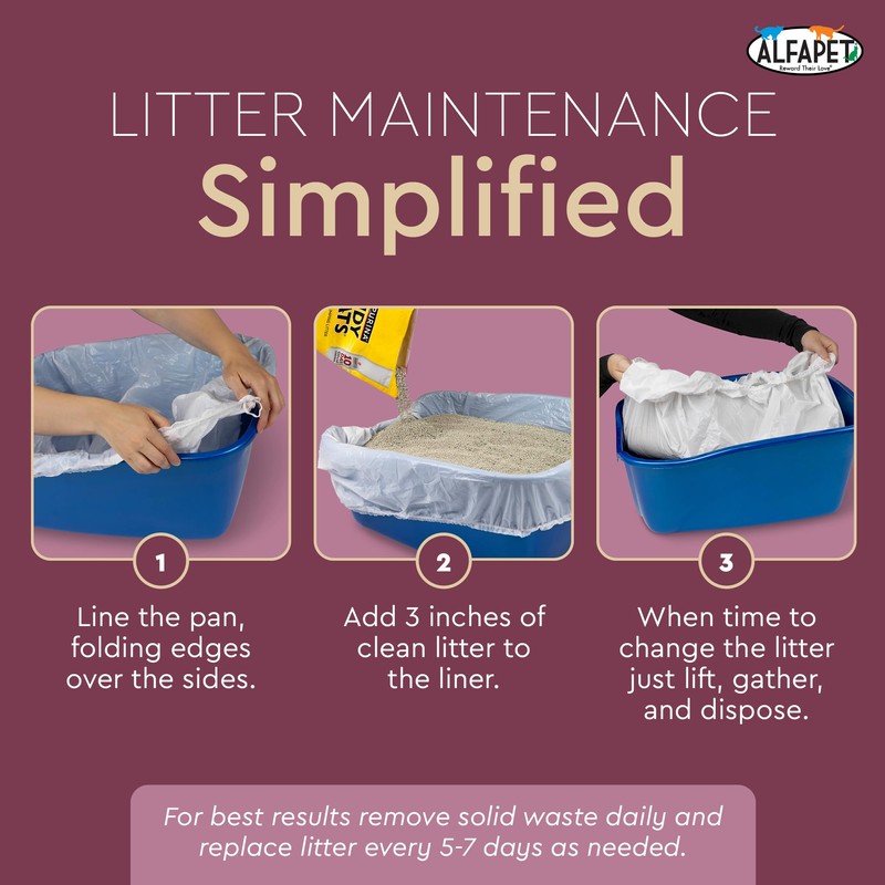 Alfapet Cat Litter box liner Disposable, Elastic Liners- 24-count-For Medium