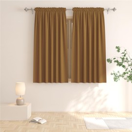 Brown Curtains 48 inches Long Room Darkening Window Curtain Panels Bedroom Living Room Rod Pocket Thermal Insulated Drapes Kitchen Bathroom Basement 2 Pieces 52"x48"