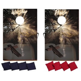 VictoryStore Cornhole: Christian Cornhole Game, Worship and Praise Church Cornhole Set, 36x24 Inch Boards, Includes 8 Bags