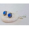 Blue Opal Stud Earrings in Sterling Silver, Hypoallergenic, Elegant Gifts