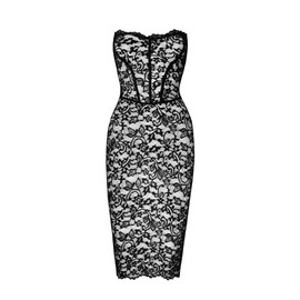 Noir Handmade F301 Black Lace Half Length Corsage Dress L