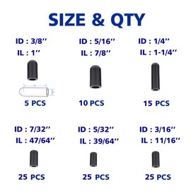 BUSY-CORNER 105 Pieces Vacuum Cap Assortment Kit, Dropper ID 3/8'' 5/16'' 1/4'' 7/32'' 5/32'' 3/16'', Hose Caps Kit for Car Carburetor Manifold