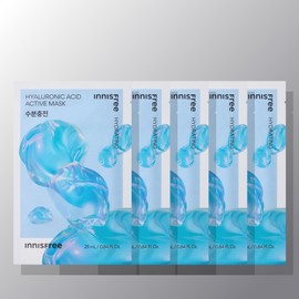 Innisfree Active Mask Hyaluronic Acid [Moisture Filling] 25mL 5 sheets, 1 piece / 이니스프리 액티브 마스크 히알루론산 [수분충전] 25mL 5매, 1개