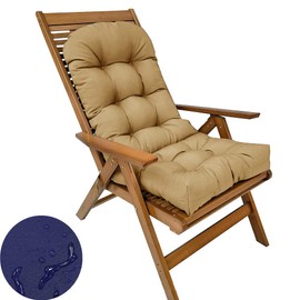 GPPSUNGD Waterproof Adirondack & Rocking Chair Cushion Indoor and Outdoor High Back Patio Cushions with Ties 43.3 X 19.7 Inch(Without Chair) (Coffee, 1)