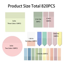 Ubuymart 820 Sheets Transparent Bible Sticky Notes,Waterproof Clear Sticky Notes,Bible Study Clear Post It Notes Transparent for Bible Study Supplies,Office School Supplies,Book Annotation