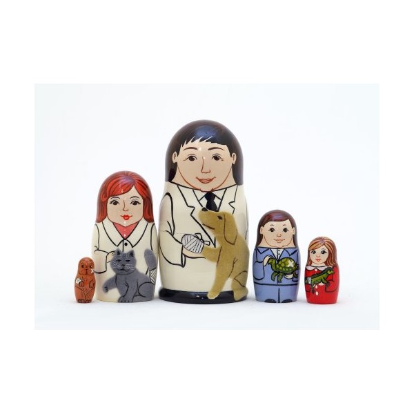 Veterinarian 5-piece Russian Wood Nesting Doll