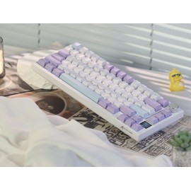 ATTACK SHARK X820ULTRA Wireless Gaming Mechanical Keyboard with TFT Smart Display&Knob,PBT Keycaps,Gasket Mounted 75% TKL Keyboard,BT5.0/2.4GHz/USB-C,RGB Backlit（Starlight White Gift Edition Switch）