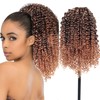 GOTEFERBE Kinky Curly Drawstring Ponytail 12 Inch Blonde Synthetic Hair