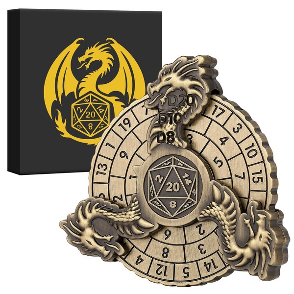 DND Wheel Cube Spinner, DND Dice Set, 7-in-1 Dragon Metallic