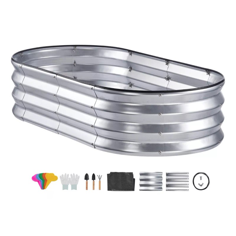 Vevor Cama De Jardín Elevada De Metal 48x24x11 Pulga Plata