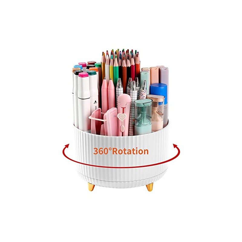 360° Rotating Desk Pencil Holder with 5 Compartments