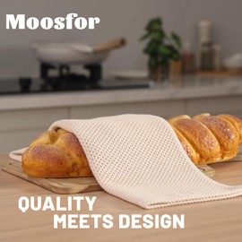Moosfor 100% Cotton Tea Towels, Highly Absorbent Soft Dish Cloths, Quick Drying Kitchen Cloths for Washing Up, Pack of 4, 32 x 71 cm, Beige