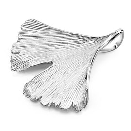 Materia Women's Gingko Leaf Jewellery Pendant 925 Silver Gold Rose Gold with Chain, Rhodium-plated