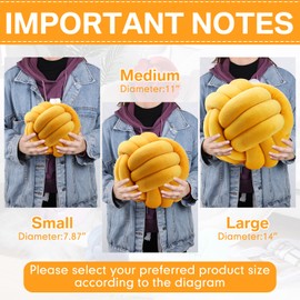 Namalu 2 Pieces Plush Knot Ball Pillows Decorative Round Throw Knotted Pillows Aesthetic Stuffed Pillows for Christmas Holiday Stress Relieving Bed Sofa Bedroom Decoration(7.87 Inches,Ginger Yellow)