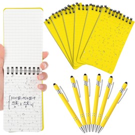 Jetec 12 Pcs Tactical Notepad Graph Paper 6 Police Notepad and 6 Pcs Stylus Pen 3 x 5 Weatherproof Memo Pad Waterproof Spiral Notebook Yellow Pocket Notepad for Outdoor Work Recording