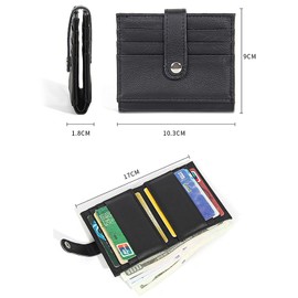 Cartera Mujer de Piel Elegante y Práctica, Billetera Mujer Plegable con Múltiples Compartimentos, Monedero Bifold para Tarjetas (negro)