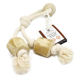 Elkwood Coffee Wood Bar Tug Toy | Durable Rope Chew, Hypoallergenic & Natural, Calorie-Free, Sustainable Tug Toy - No Caffeine, Sugar, or Artificial Ingredients